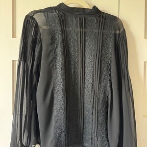 Banana Republic Sheer Lace Long Sleeve Blouse